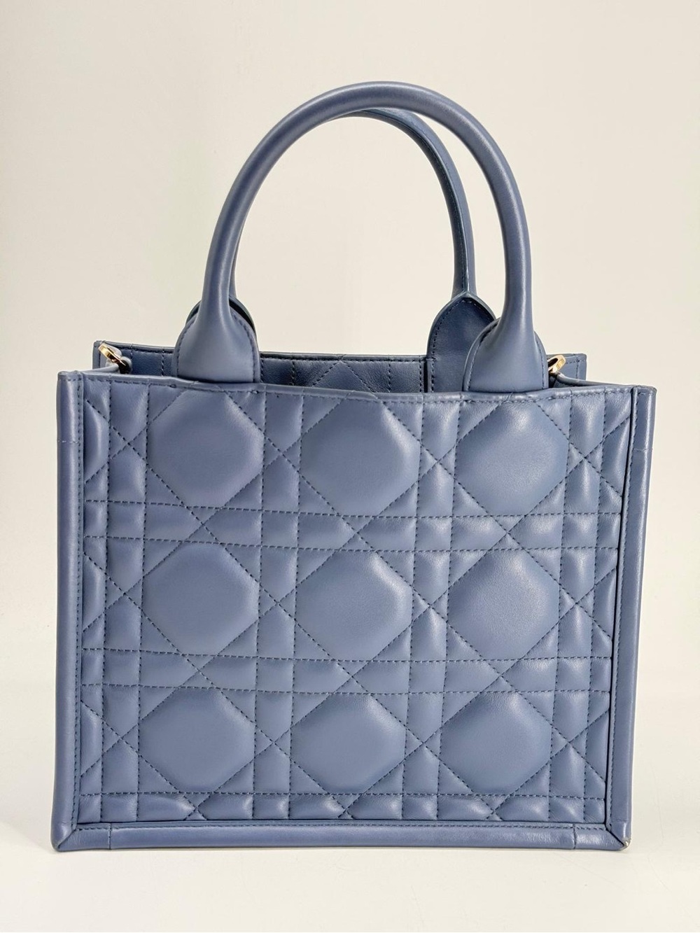 Dior Small Dior Book Tote Blue Macrocannage Leather Bag - Picture 5 of 12